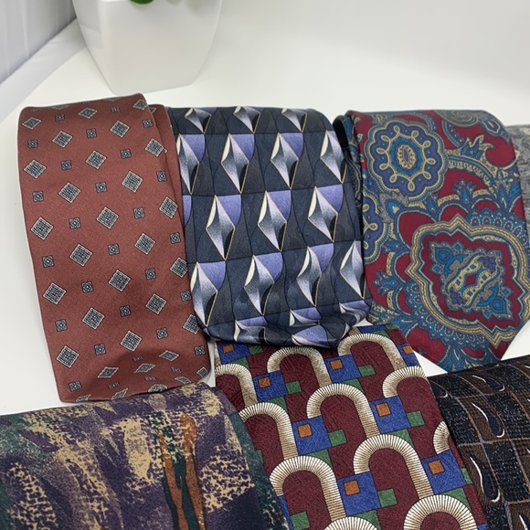 Lot of 10 - 100% Silk Ties Neckties Wide - Picture 2 of 9